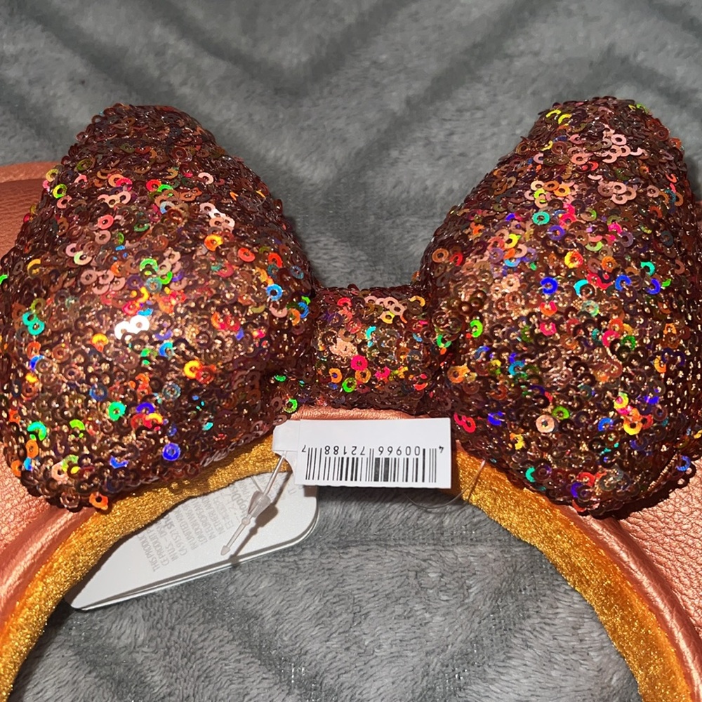 Disney Parks Loungefly Minnie Mouse Sequined Apricot Crush Backpack and Ears - Picture 8 of 8